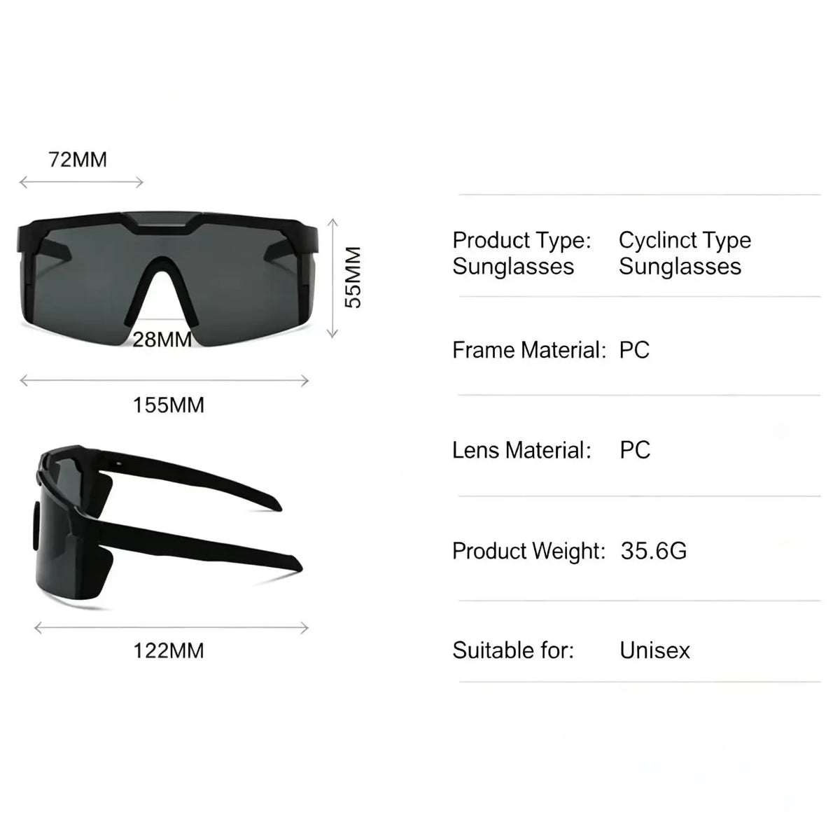 Unisex Oversize Frame Aviator Safety Sunglasses - Bold Style, All Seasons Men'S Accessories, Gifts for Him, Unique Gifts for Man, Ideal for Cycling, Driving