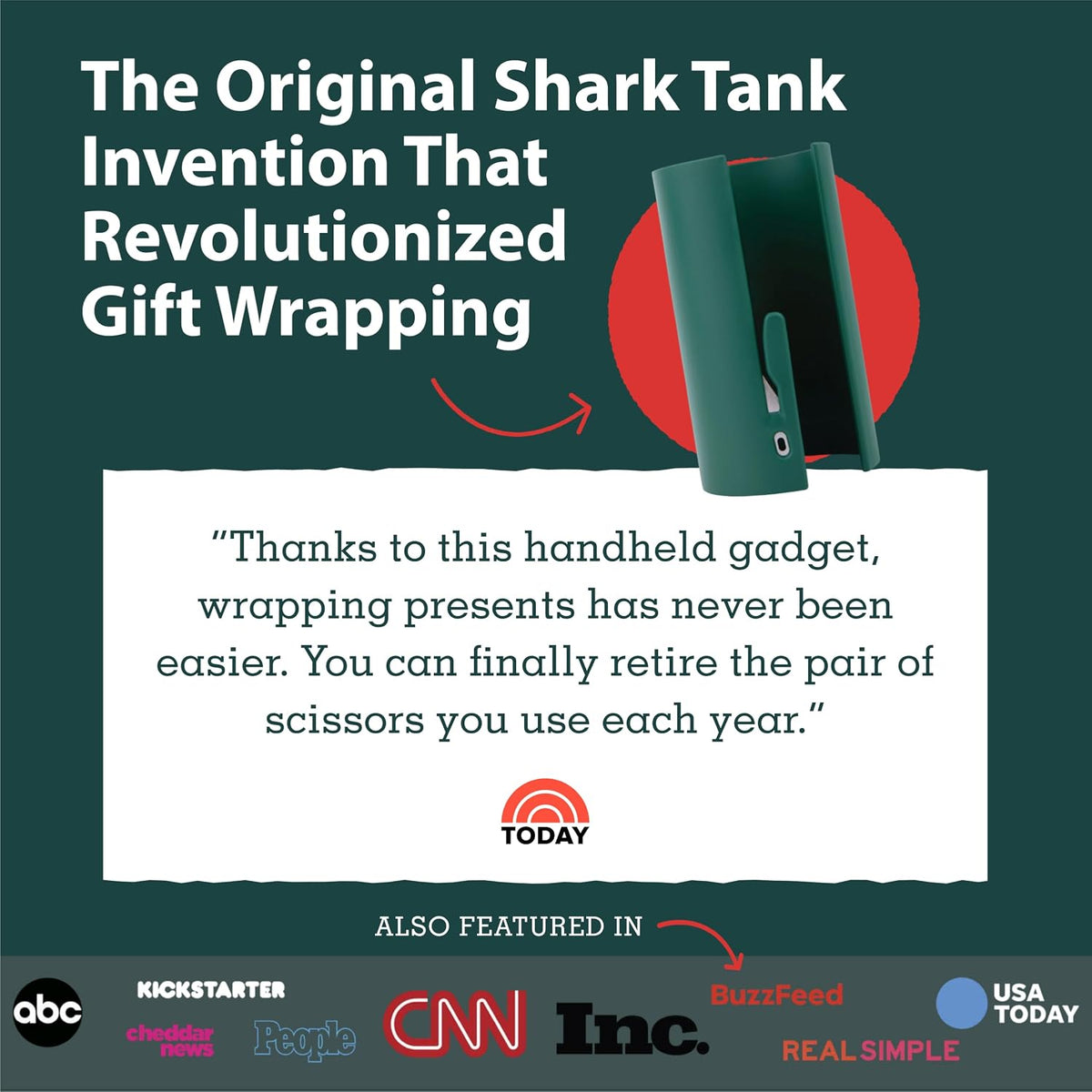 Wrapping Paper Cutter (2-Pack) | as Seen on Shark Tank | Made in USA | Green | Holiday Gift Wrap Paper Roll Holder and Cutter