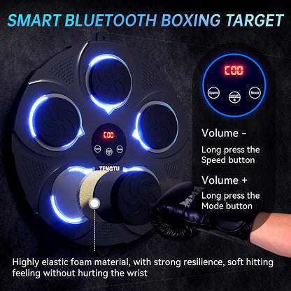 Musical Boxing Machine, Rechargeable Bluetooth Boxing Equipment Punching Bag, Intelligent Boxing Target, for Men Women Boxing Training, Vent Emotions, with Boxing Glove