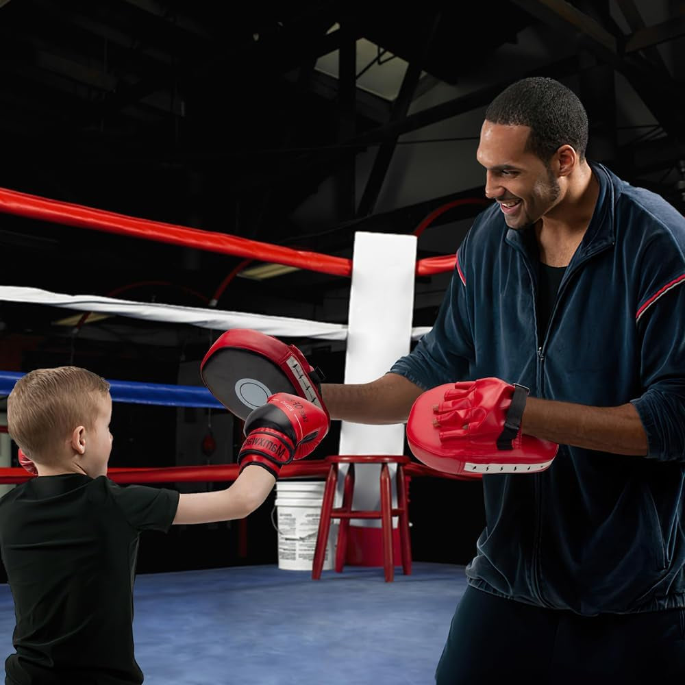 3-In-1 Kids Boxing Gloves and Punching Mitts Set, Boxing Pads with Boxing Reflex Ball, Kids Boxing Equipment Set for MMA Training, Muay Thai, Karate, Taekwondo