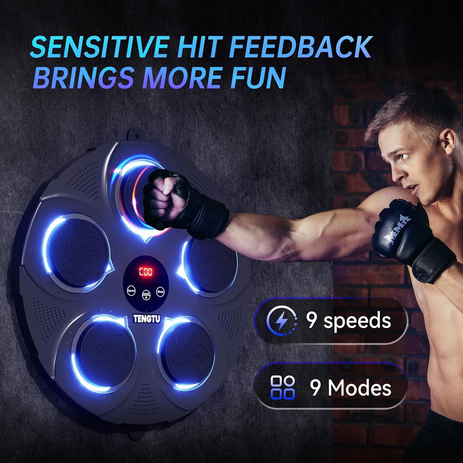 Musical Boxing Machine, Rechargeable Bluetooth Boxing Equipment Punching Bag, Intelligent Boxing Target, for Men Women Boxing Training, Vent Emotions, with Boxing Glove