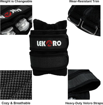 Ankle Weights Wrist Weights for Men Women, 1 Pair Adjustable Removable Steel Weighted Plates Arm Leg Weights for Walking Running Pilates, Fitness Weights